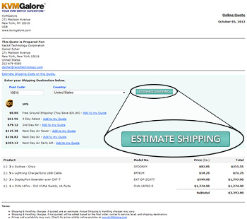 Estimate shipping in quote