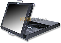 Dual-rail LCD console with tucked-in keyboard